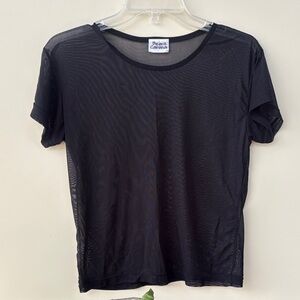 Beach Cabana Black Mesh Short Sleeve Top